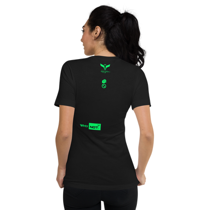 WHY_NOT NEON Short Sleeve V-Neck T-Shirt black Woman