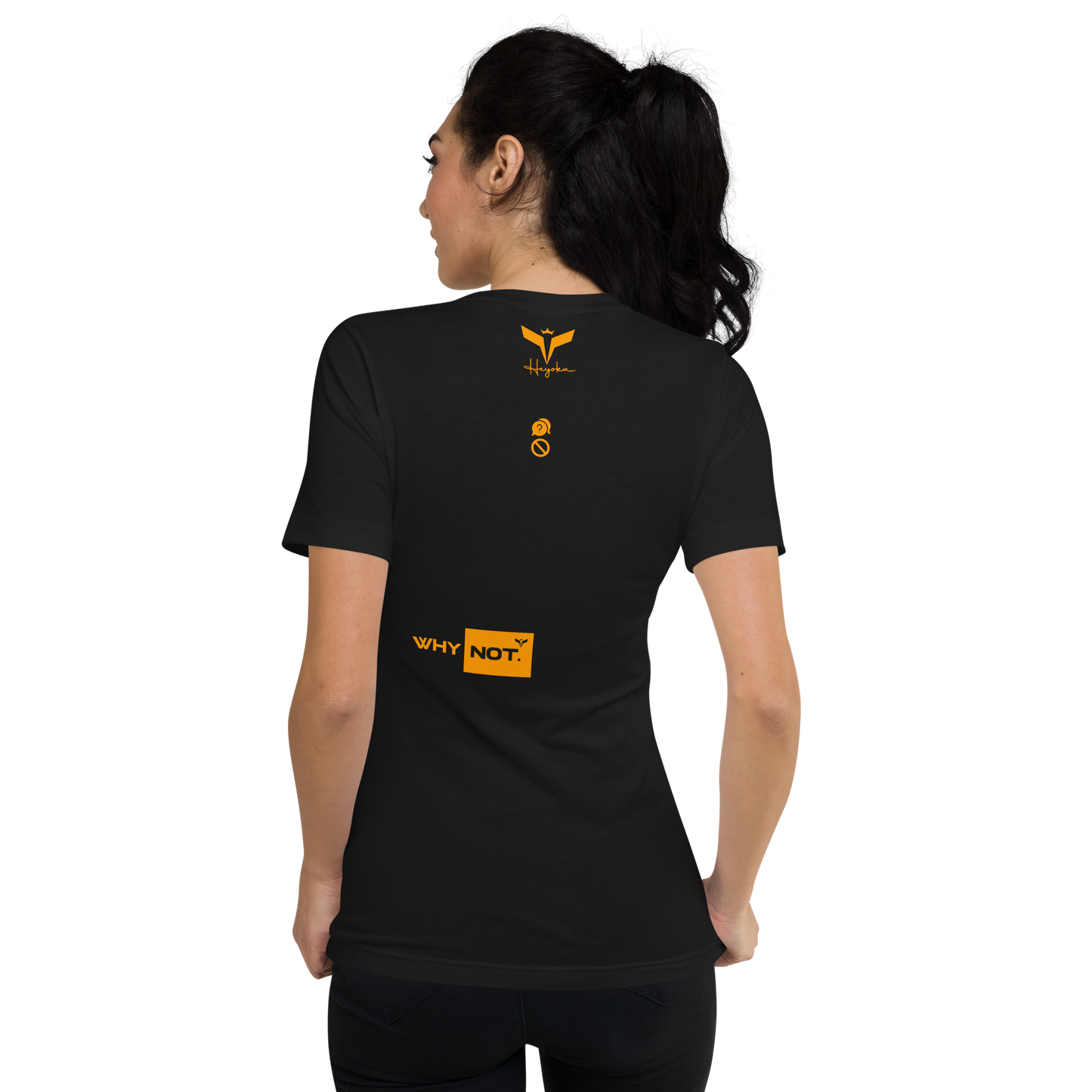 WHY_NOT NEON Unisex Short Sleeve V-Neck T-Shirt black