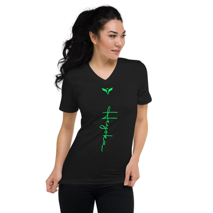 WHY_NOT NEON Short Sleeve V-Neck T-Shirt black Woman