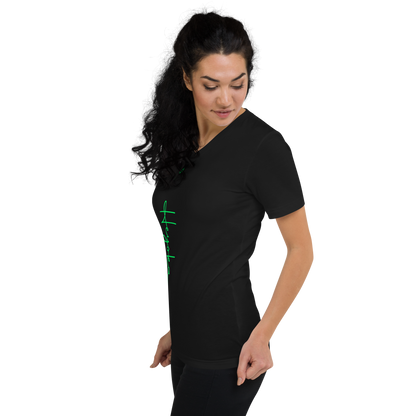 WHY_NOT NEON Short Sleeve V-Neck T-Shirt black Woman