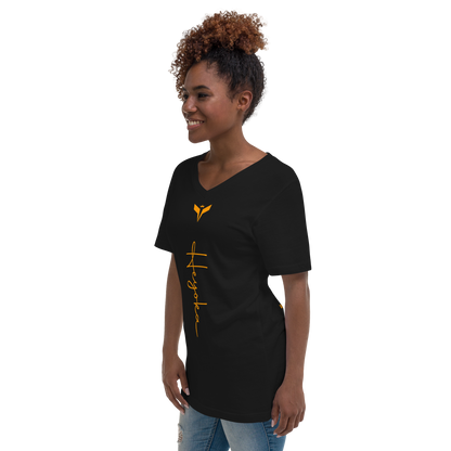 WHY_NOT NEON Unisex Short Sleeve V-Neck T-Shirt black