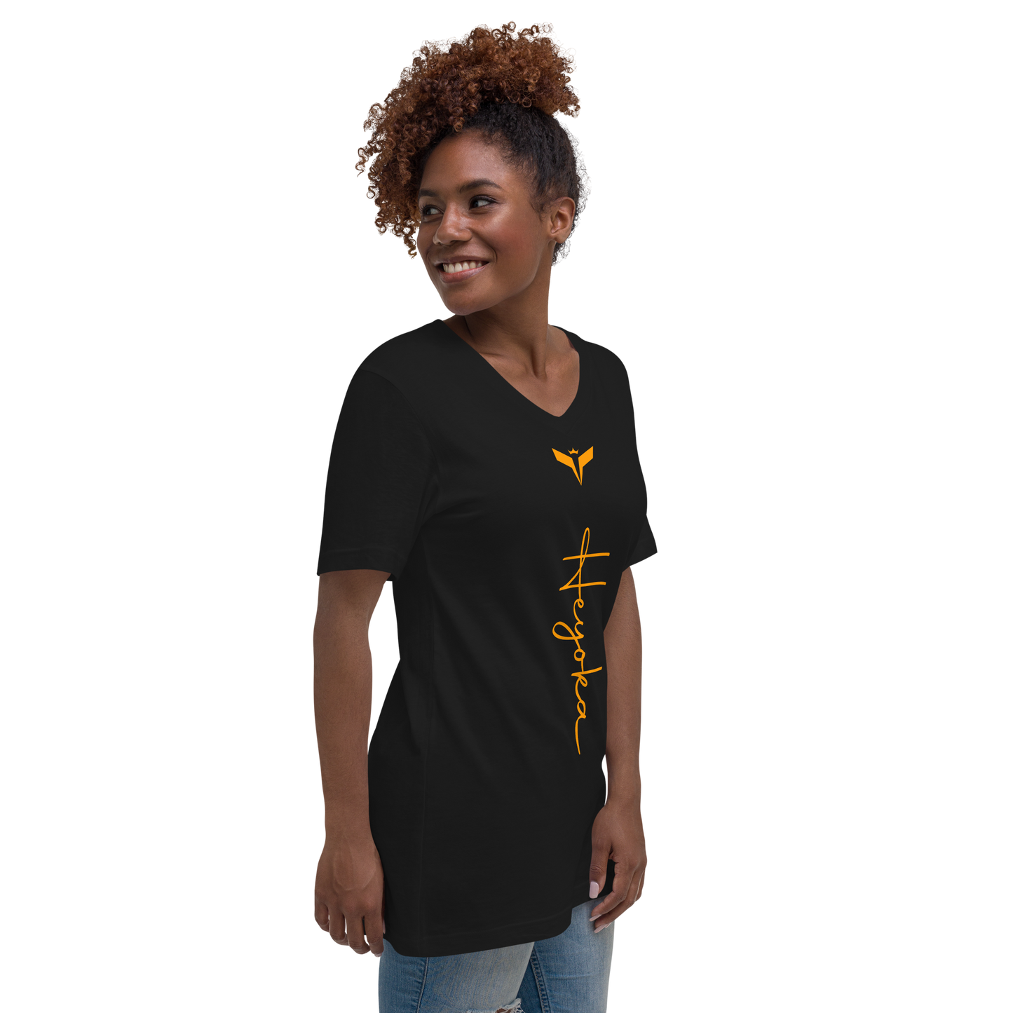 WHY_NOT NEON Unisex Short Sleeve V-Neck T-Shirt black