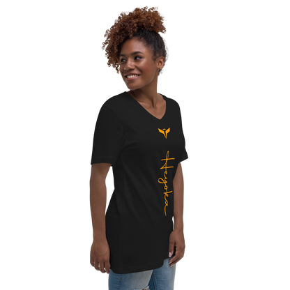 WHY_NOT NEON Unisex Short Sleeve V-Neck T-Shirt black